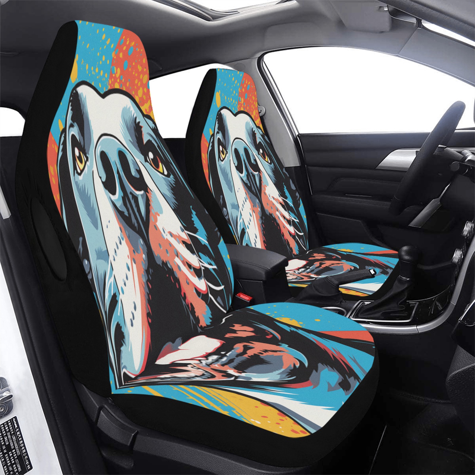 Pitbull Pop Art Car Seat Cover Airbag Compatible (Set of 2)