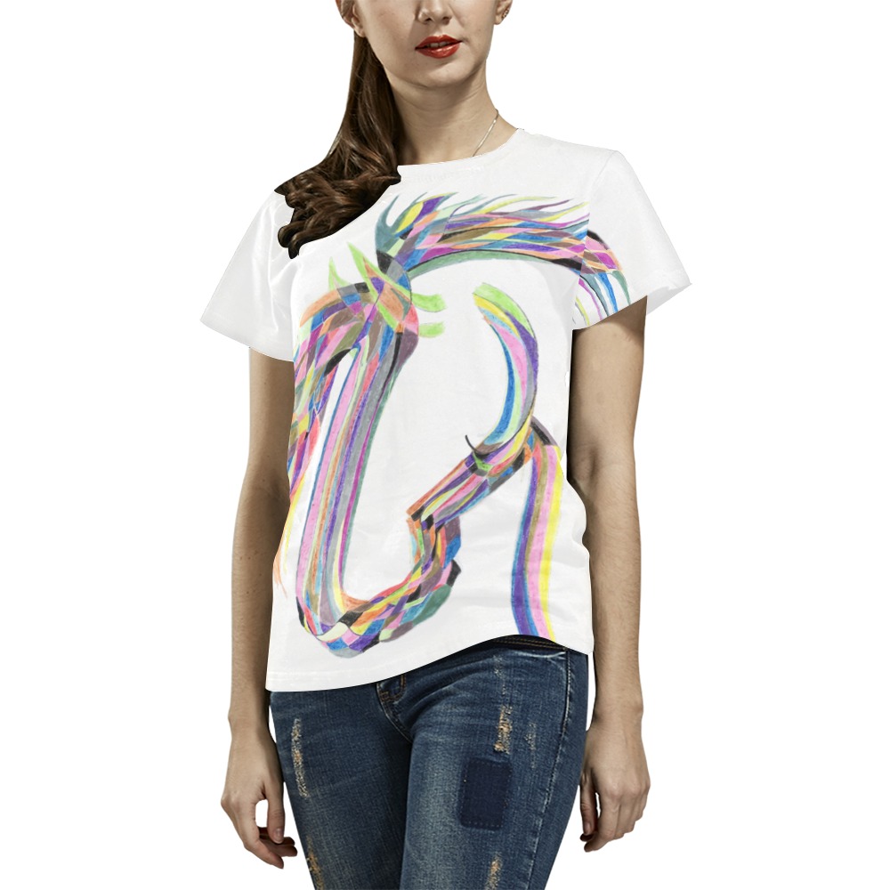 Rainbow Horse By Myra All Over Print T-Shirt for Women (USA Size) (Model T40)