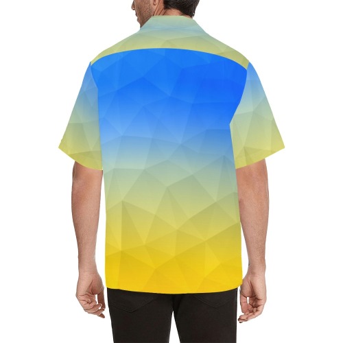 Ukraine yellow blue geometric mesh pattern Hawaiian Shirt (Model T58)