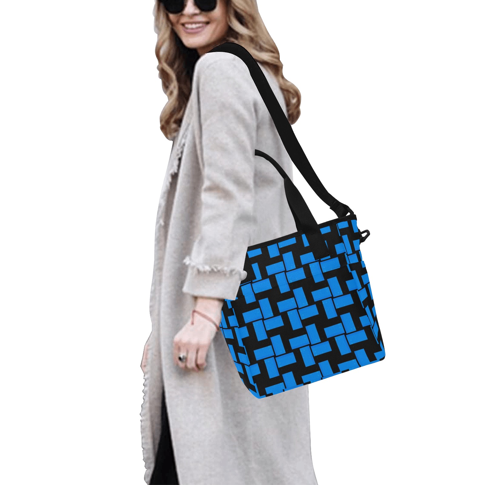 Black and Blue Tote Bag Abstract - Repper.app Tote Bag with Shoulder Strap (Model 1724)