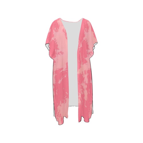 Pink Abstract Mid-Length Side Slits Chiffon Cover Ups (Model H50)