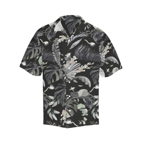 Watercolor dark jungle Hawaiian Shirt (Model T58)