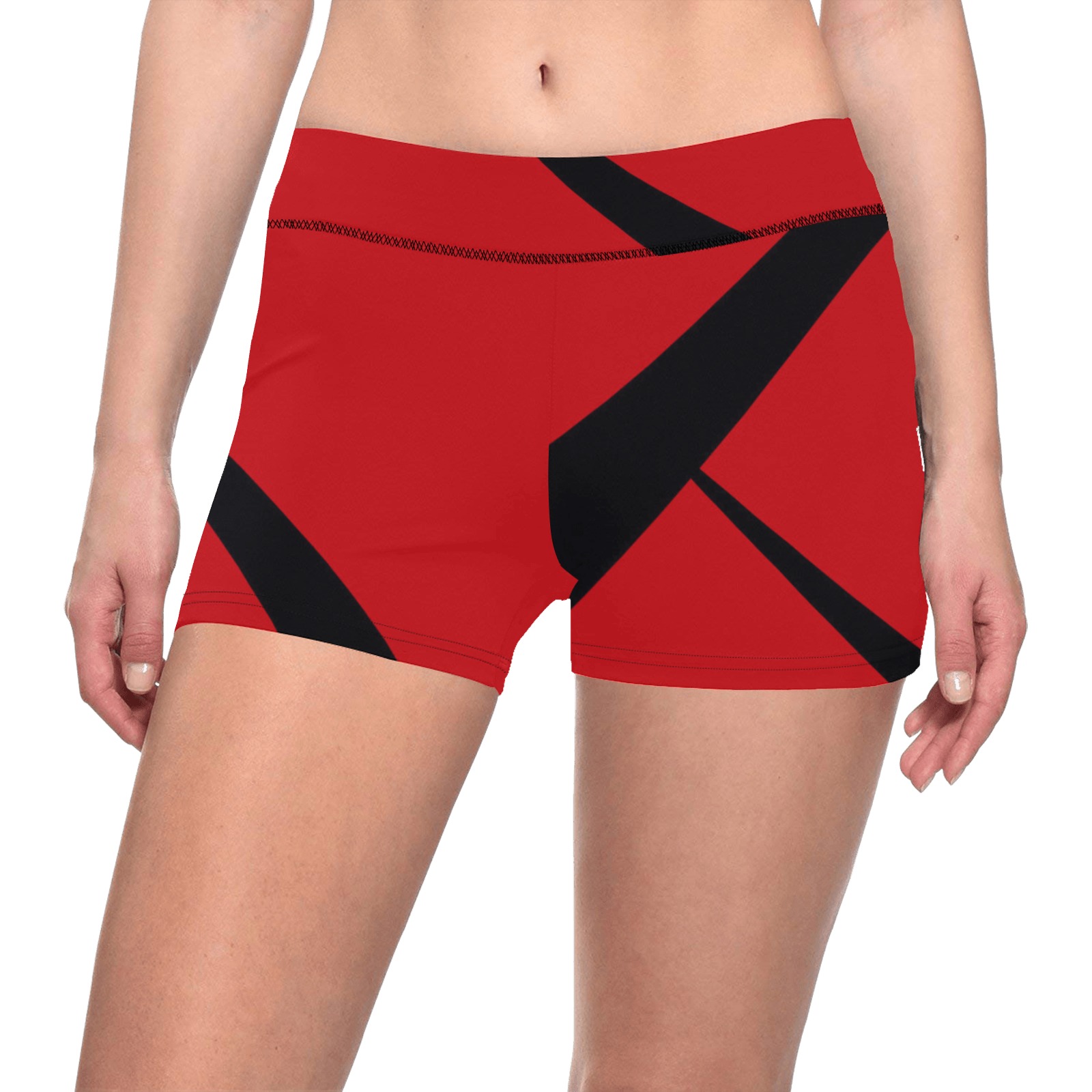 Sexy Red and Black Women's All Over Print Short Leggings (Model L28)