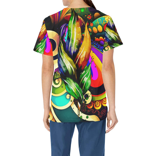 Mardi Gras Colorful New Orleans All Over Print Scrub Top