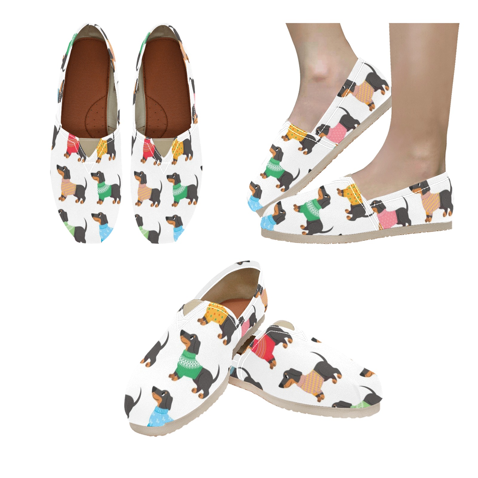 Dachshund - Cute Sweaters Women's Classic Canvas Slip-On (Model 1206)