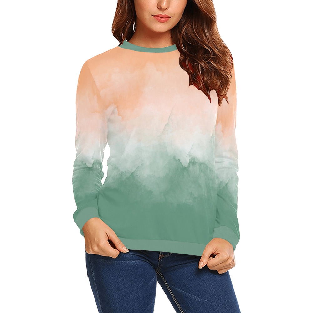 Brushstrokes SS4s All Over Print Crewneck Sweatshirt for Women (Model H18)