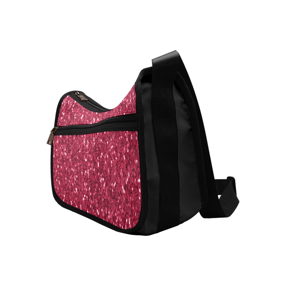 Magenta dark pink red faux sparkles glitter Crossbody Bags (Model 1616)