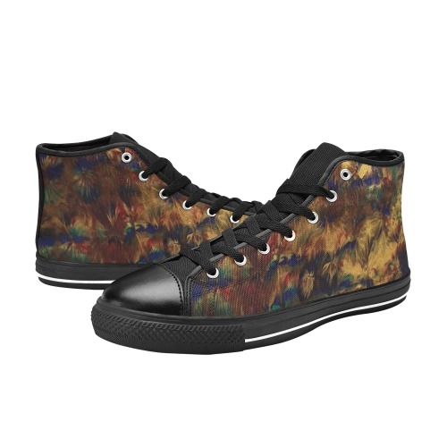 Fireflies black High Top Canvas Shoes for Kid (Model 017)