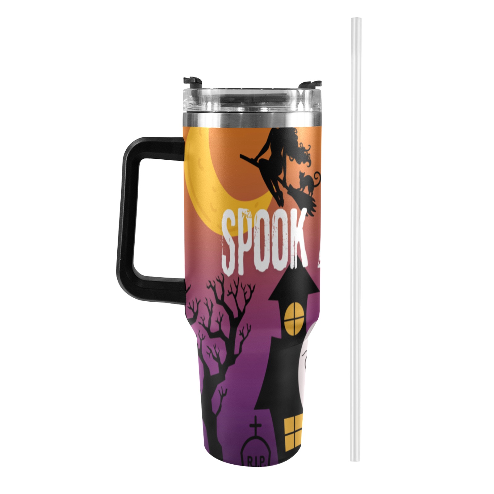 Halloween Tumbler Spook Around & Find Out 40oz Tumbler with Black Handle