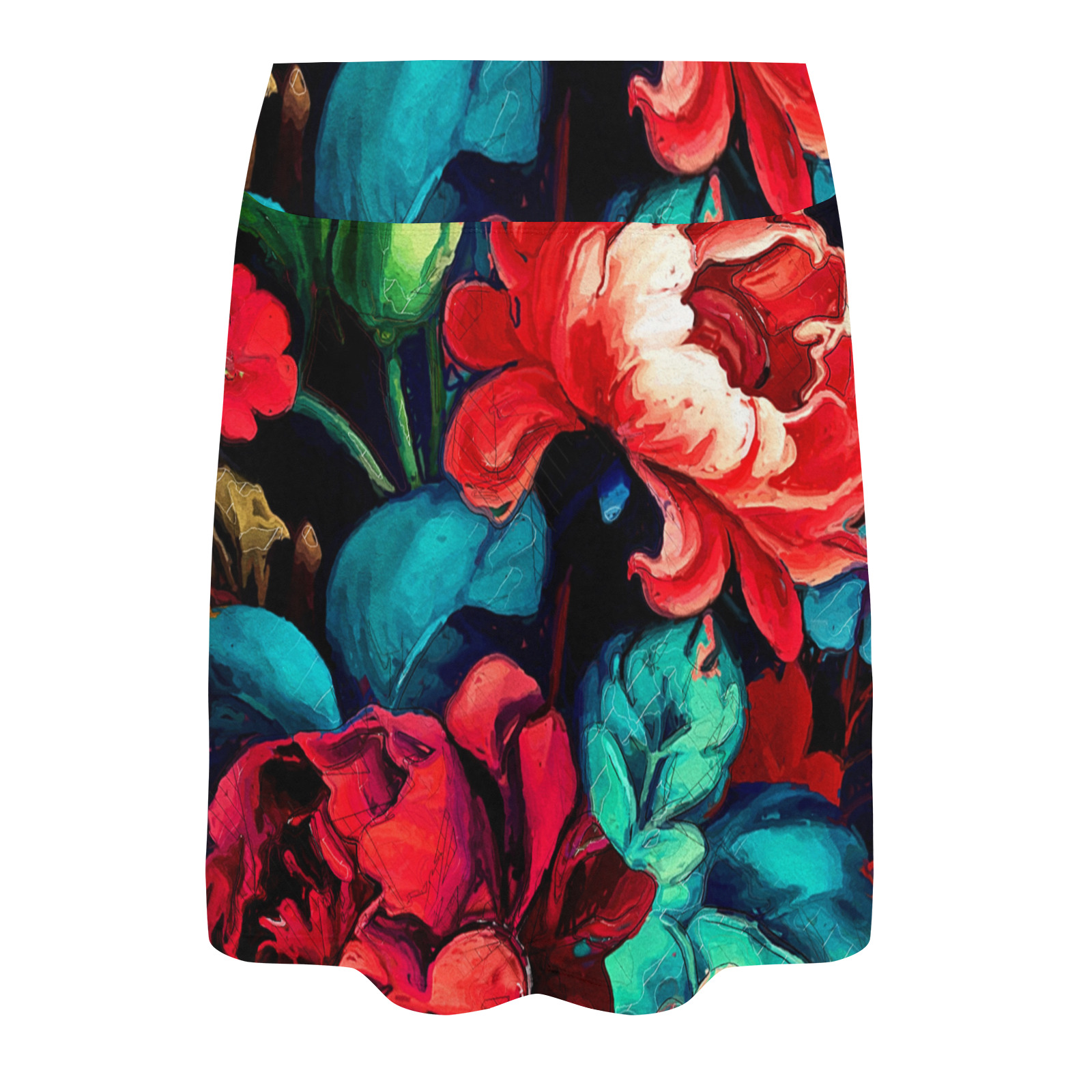 flowers botanic art (6) skirt fashion Women's Athletic Skirt (Model D64)