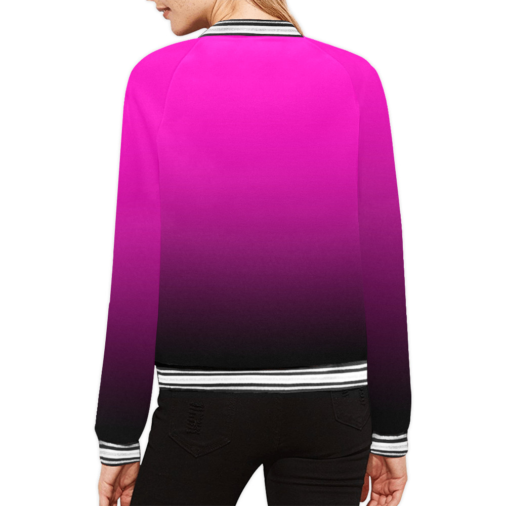 PENDENZA Pink All Over Print Bomber Jacket for Women (Model H21)