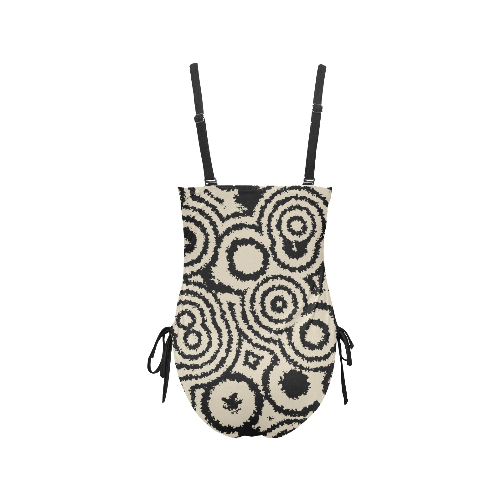 Vintage circles Drawstring Side One-Piece Swimsuit (Model S14)