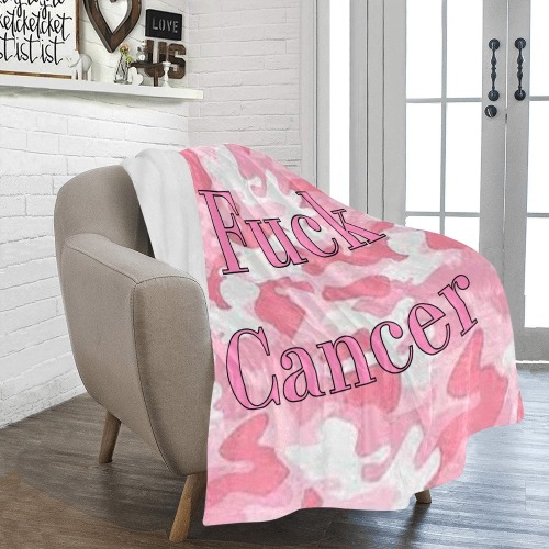 cancer pink camo fuck cancer Ultra-Soft Micro Fleece Blanket 50"x60"