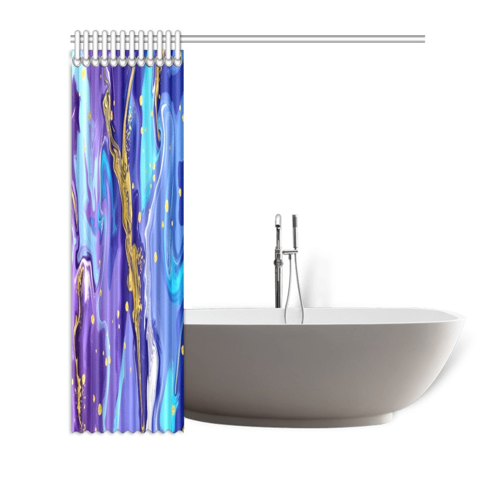 Liquid Marble - Purple, Blue, Gold Glitter Shower Curtain 72"x72"