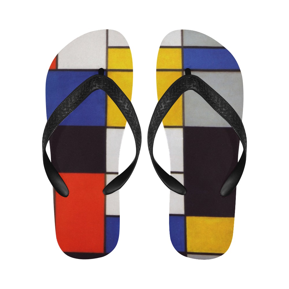 Composition A by Piet Mondrian Flip Flops for Men/Women (Model 040)
