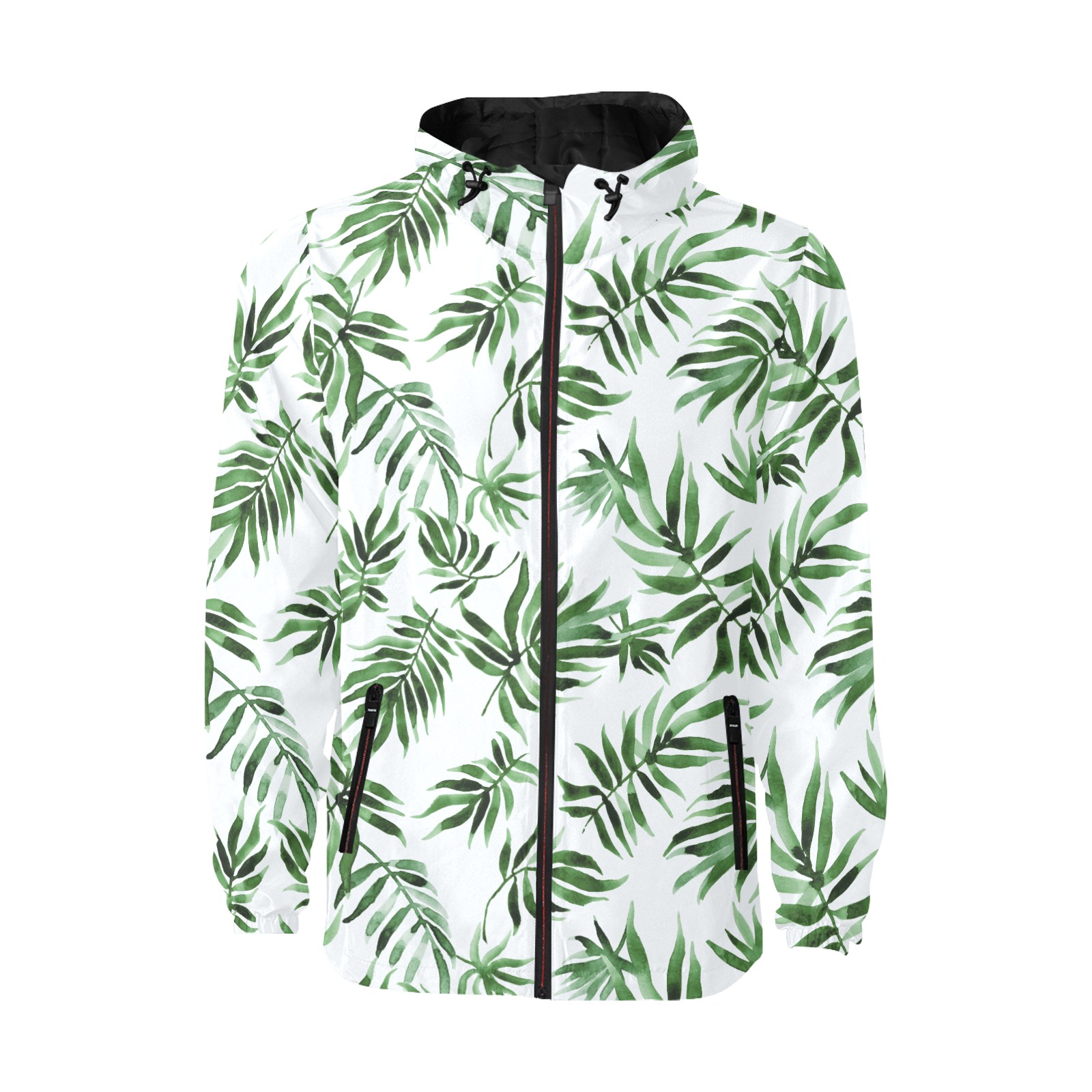 watercolor_green_leaf_pattern1 All Over Print Quilted Windbreaker for Men (Model H35)