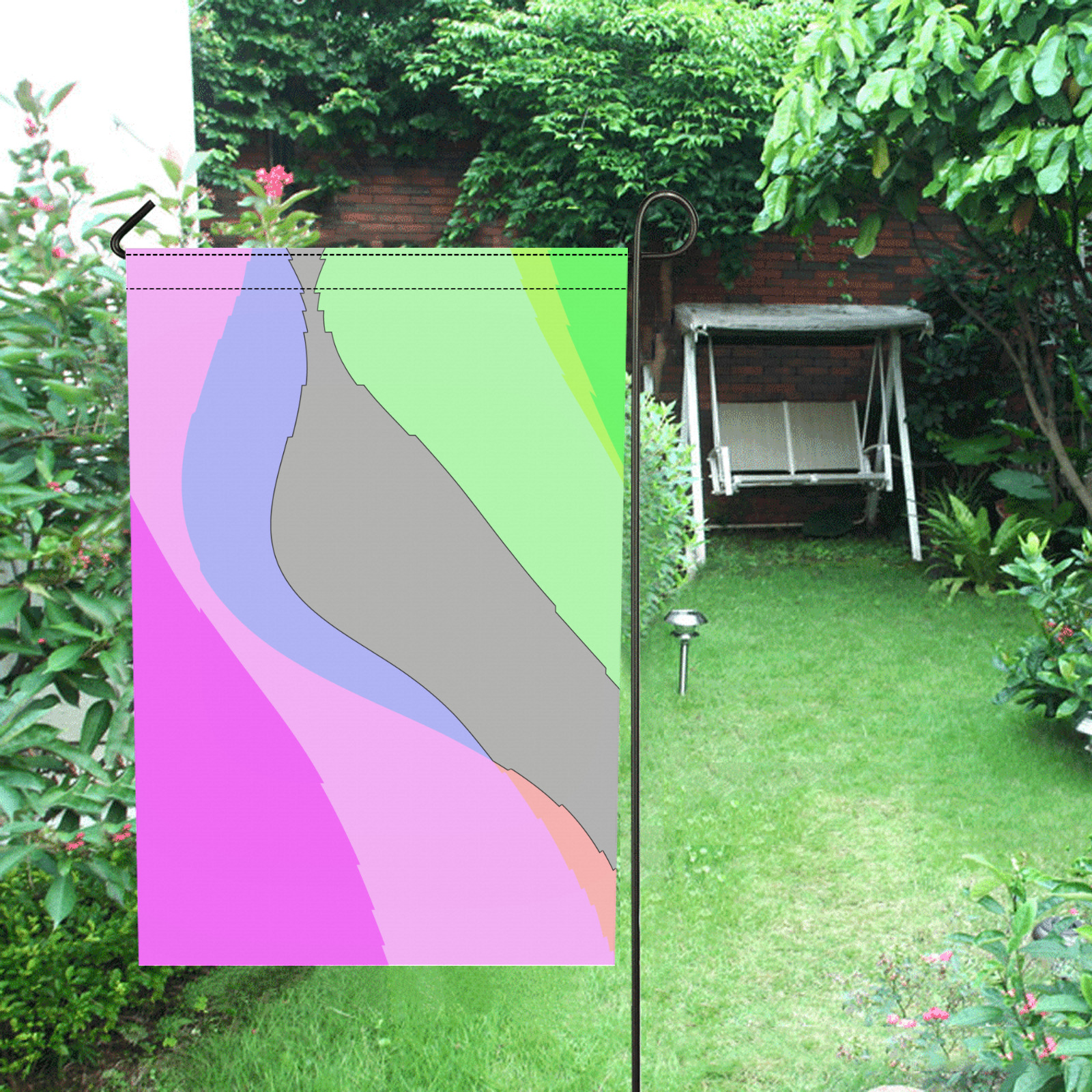 Abstract 703 - Retro Groovy Pink And Green Garden Flag 12‘’x18‘’(Twin Sides)