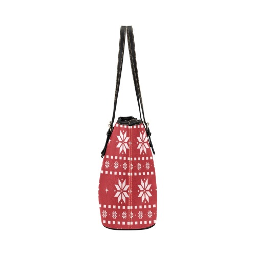 Holiday Snowflakes Leather Tote Bag/Large (Model 1651)