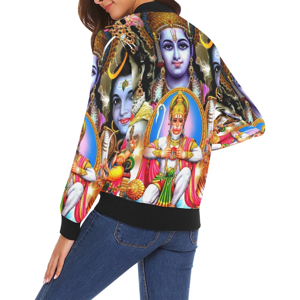 HINDUISM All Over Print Bomber Jacket for Women (Model H19)
