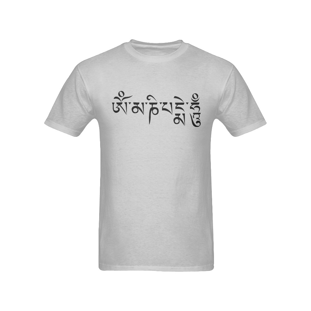 Om Mani Padme Hum Tibetan Buddhist Mantra Men's T-Shirt in USA Size (Front Printing Only)