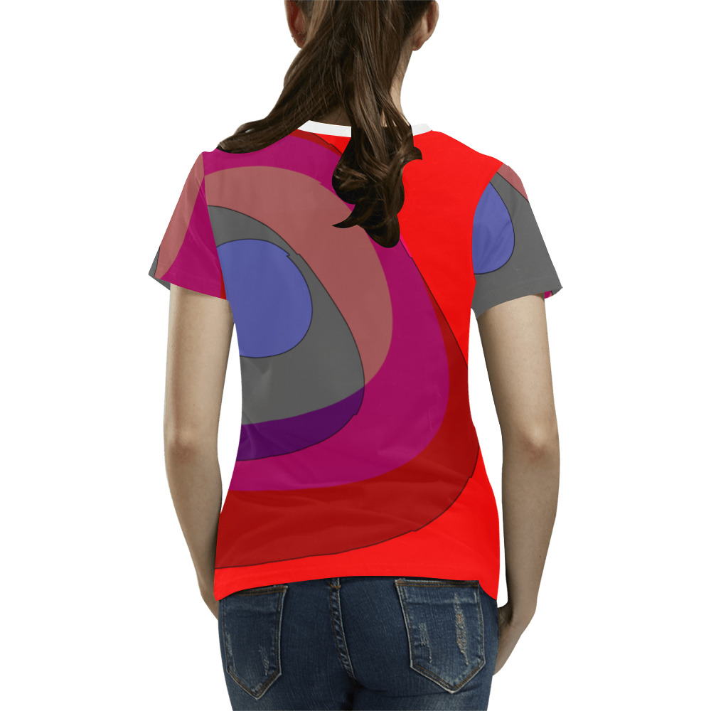 Red Abstract 714 All Over Print T-Shirt for Women (USA Size) (Model T40)