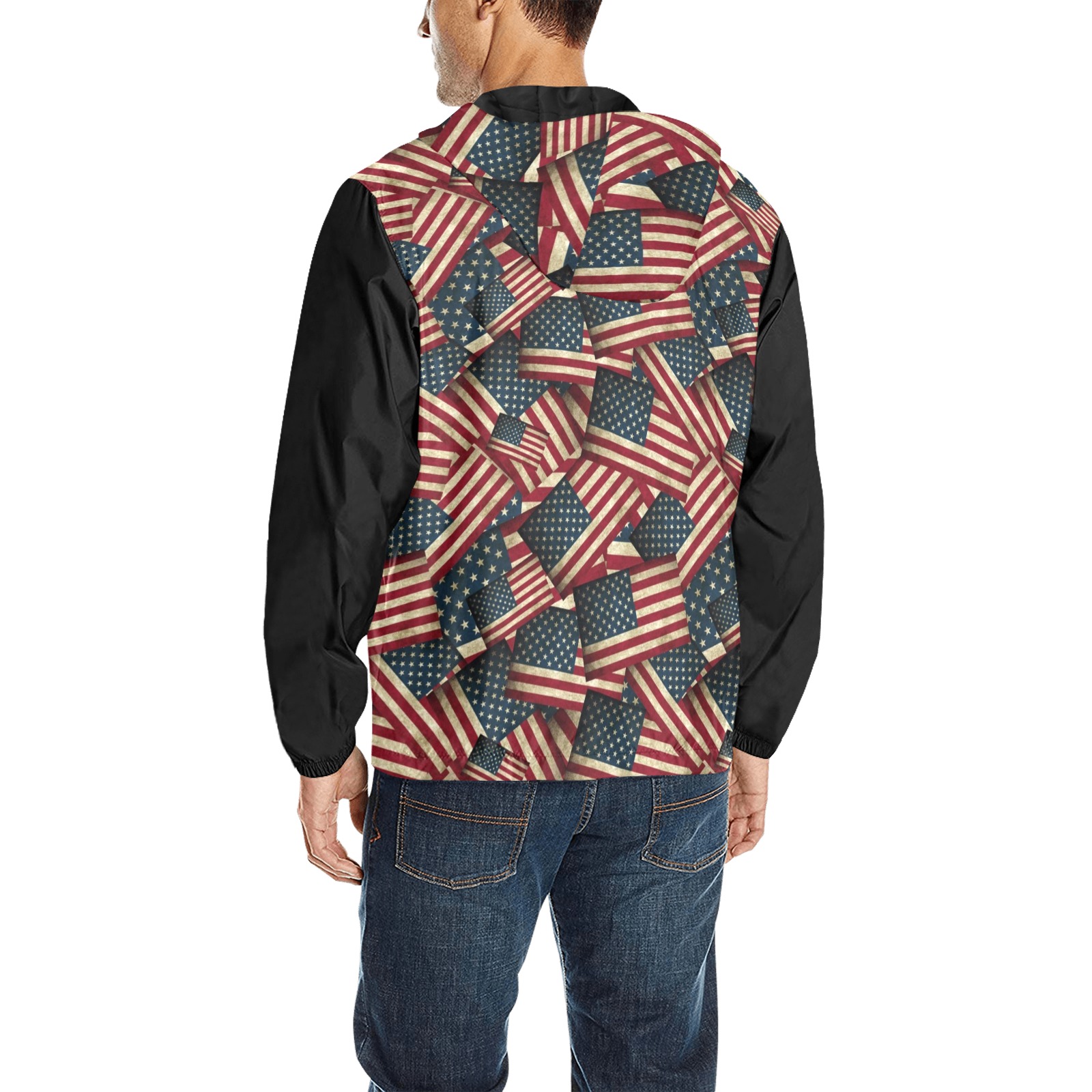 Patriotic USA American Flag Art Vest Style All Over Print Quilted Windbreaker for Men (Model H35)