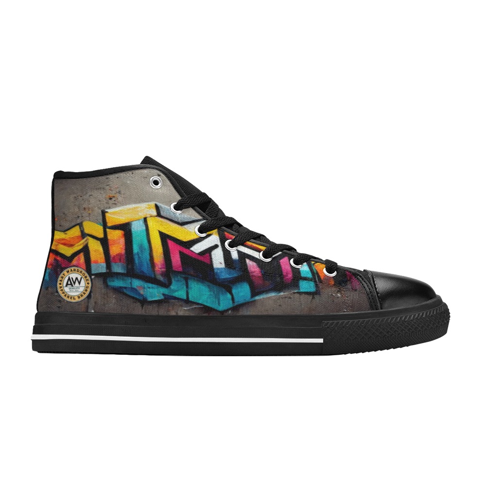 graffiti wall Men’s Classic High Top Canvas Shoes (Model 017)