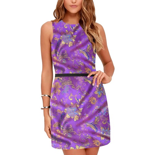 Lilac Silk Dress Eos Women's Sleeveless Dress (Model D01)