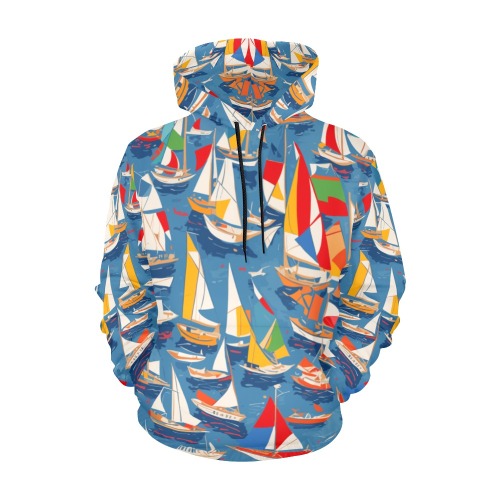 Sailboats. Cool fantasy colorful abstract art. All Over Print Hoodie for Men (USA Size) (Model H13)