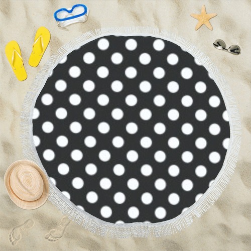 polka dot round beach towel Circular Beach Shawl 59"x 59"