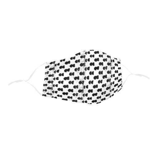 Black and white abstract geometry Pleated Mouth Mask with Drawstring (Model M06)