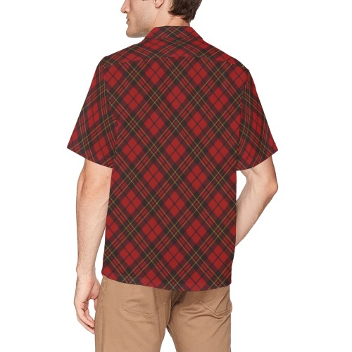 Red tartan plaid winter Christmas pattern holidays Hawaiian Shirt with Chest Pocket (Model T58)