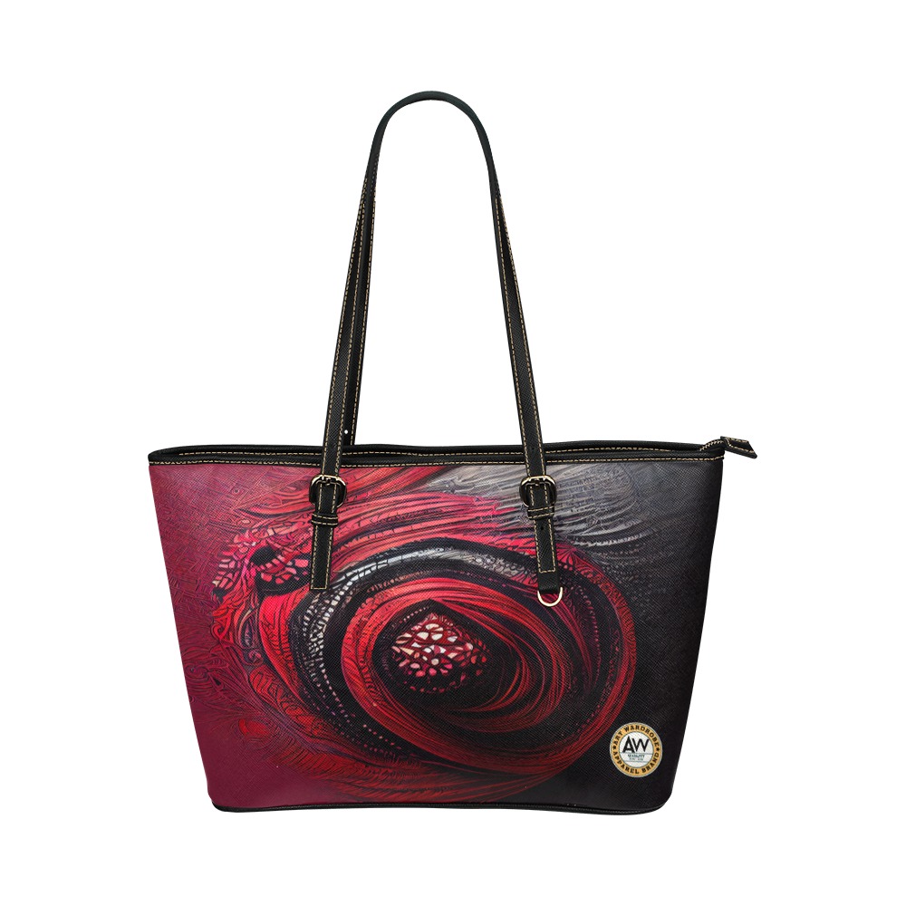 red shield Leather Tote Bag/Large (Model 1651)