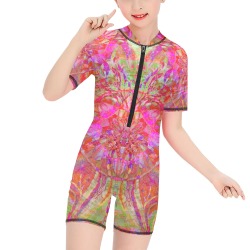 tree of life 13 Girls' Short-Sleeve One-Piece Swimsuit (Model S19)