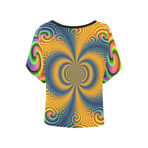 Psychedelic Women's Batwing-Sleeved Blouse T shirt (Model T44)