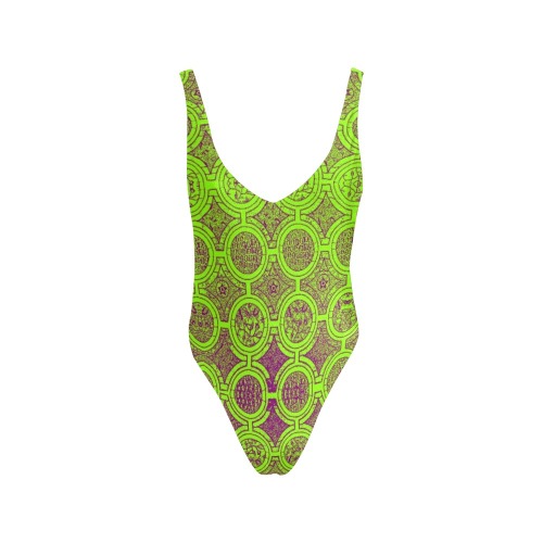 AFRICAN PRINT PATTERN 2 Sexy Low Back One-Piece Swimsuit (Model S09)