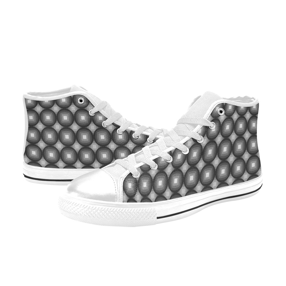 Black and White Print (D5623617) Men’s Classic High Top Canvas Shoes (Model 017)