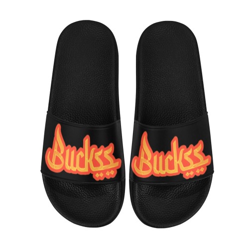 Buckss Men's Slides  Orange Men's Slide Sandals (Model 057)