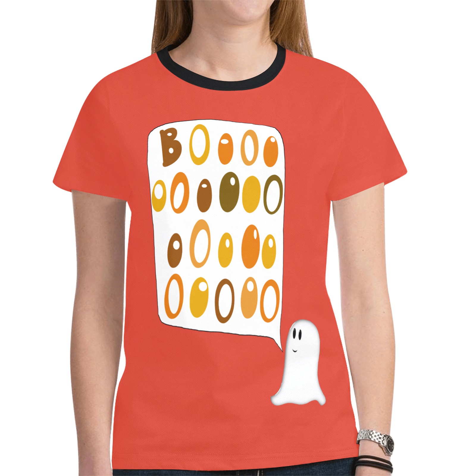 Cute BOO Ghost Halloween New All Over Print T-shirt for Women (Model T45)
