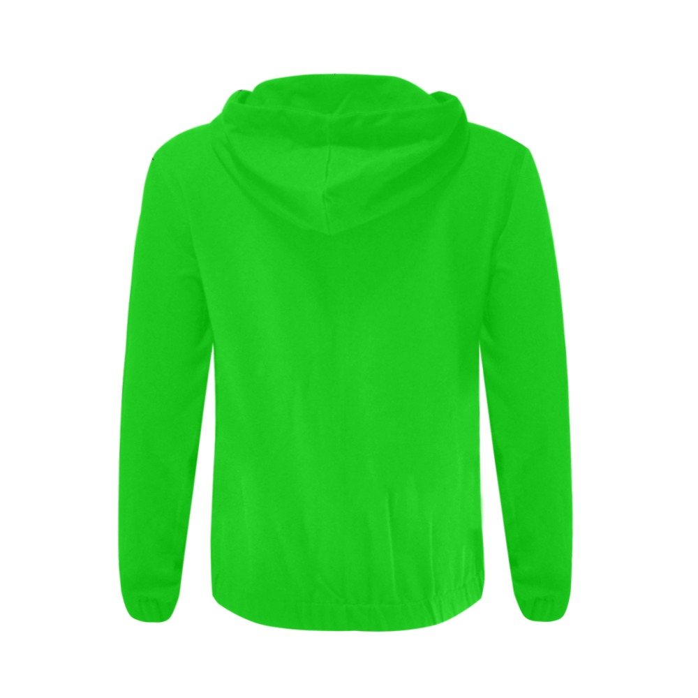Merry Christmas Green Solid Color All Over Print Full Zip Hoodie for Men (Model H14)