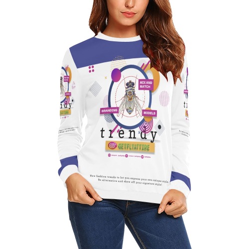 Trendy Collectable Fly All Over Print Crewneck Sweatshirt for Women (Model H18)