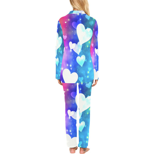 Dreamy Love Heart Sky Background Women's Long Pajama Set
