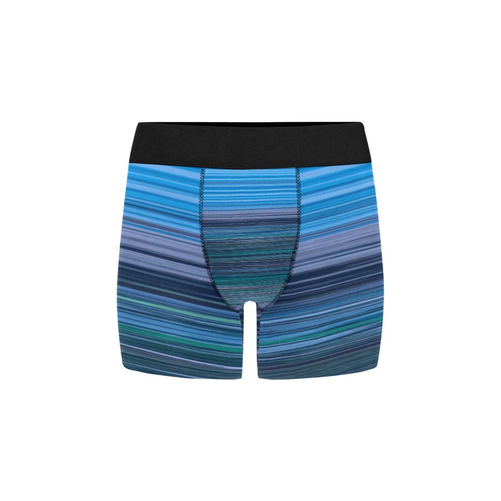 Abstract Blue Horizontal Stripes Men's All Over Print Boxer Briefs (Model L34)