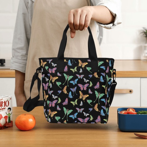 butterflies pattern Insulated Tote Bag with Shoulder Strap (Model 1724)
