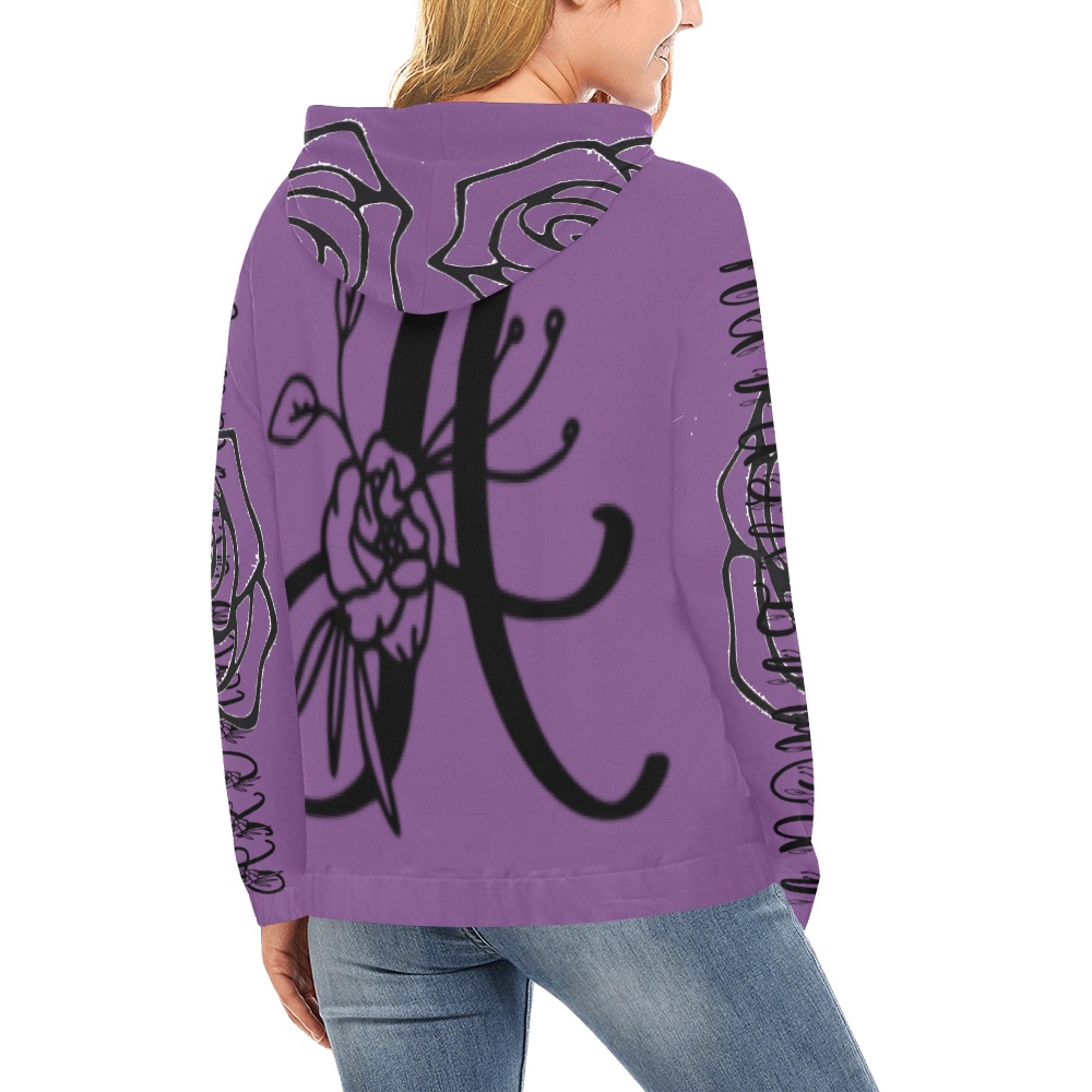 Aromathrapy Apparel Purple Graphic  hoodie All Over Print Hoodie for Women (USA Size) (Model H13)