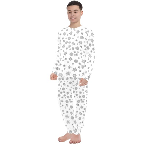 Snowflakes for Christmas Big Boys' Crew Neck Long Pajama Set