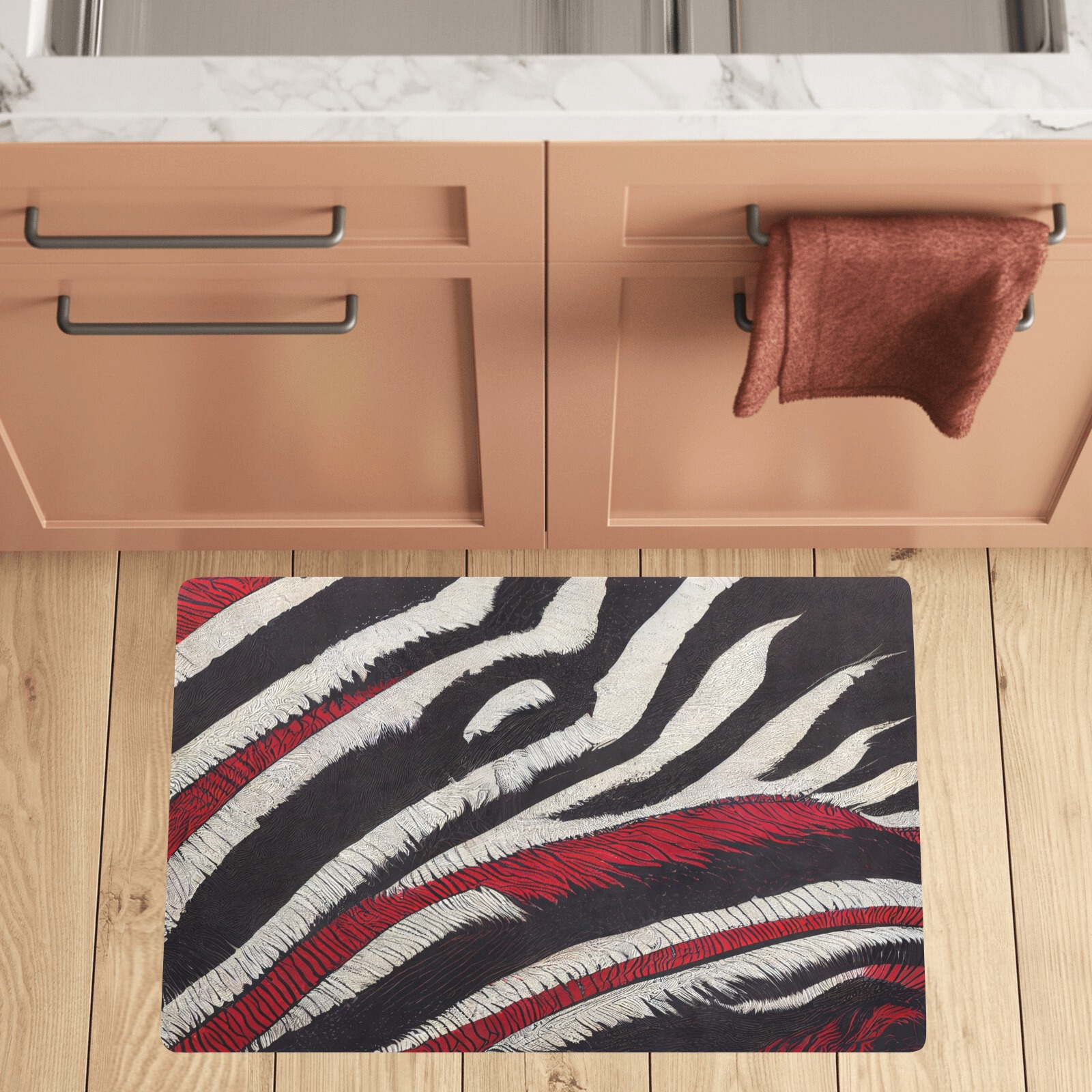 zebra print 3 Kitchen Mat 32"x20"