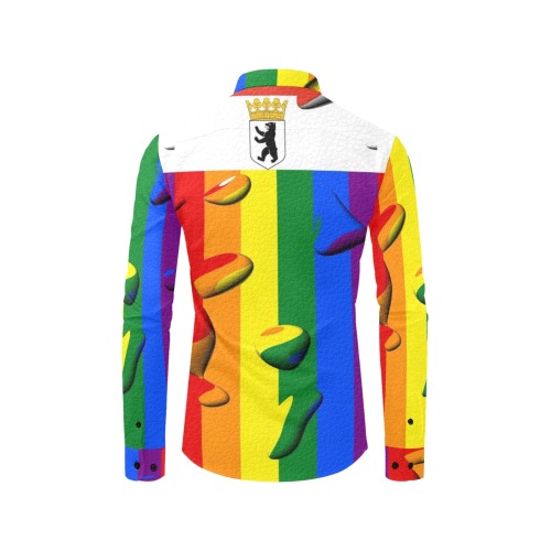 Berlin Pride Flag Pop Art by Nico Bielow Men's All Over Print Casual Dress Shirt (Model T61)