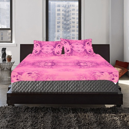 Pink Morning Frost Fractal 3-Piece Bedding Set
