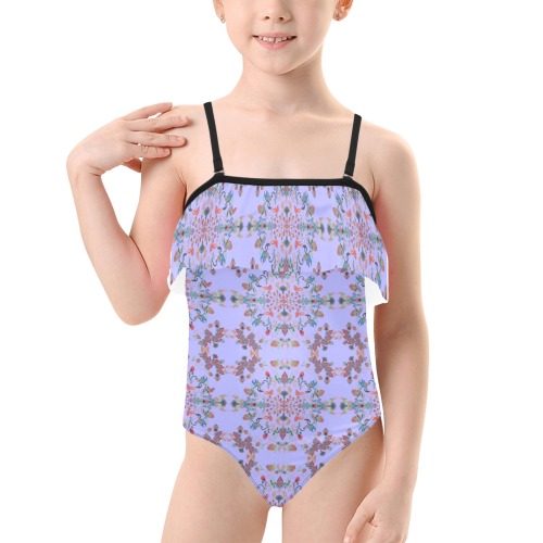 flowers-13- Kids' Spaghetti Strap Ruffle Swimsuit (Model S26)